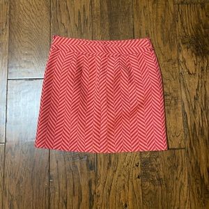 Loft petites mini skirt pink and orange chevron size 4